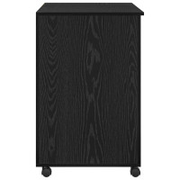 Produktbild för Skrivbord med Hjul Svart Ek 91 x 50 x 77 cm Konstruerat trä