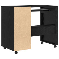 Produktbild för Skrivbord med Hjul Svart Ek 91 x 50 x 77 cm Konstruerat trä