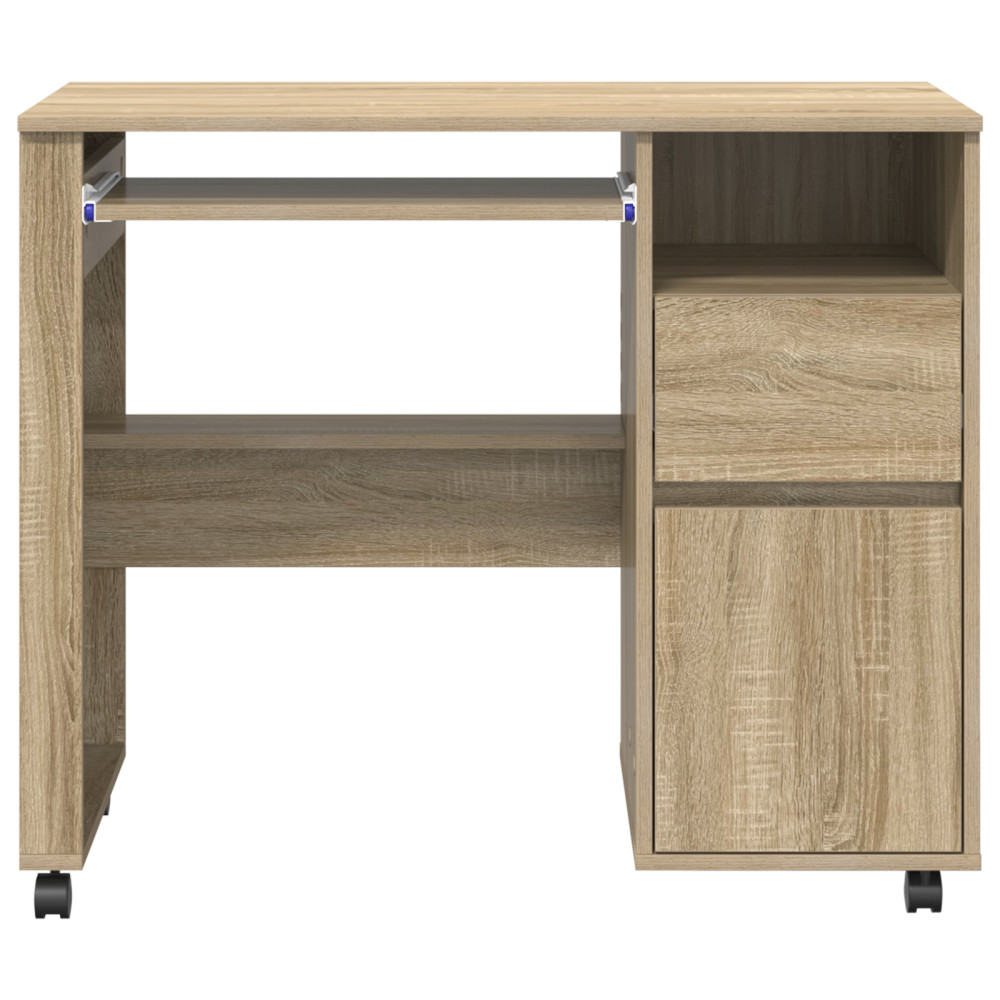 Produktbild för Skrivbord med Hjul Sonoma-ek 91 x 50 x 77 cm Konstruerat trä