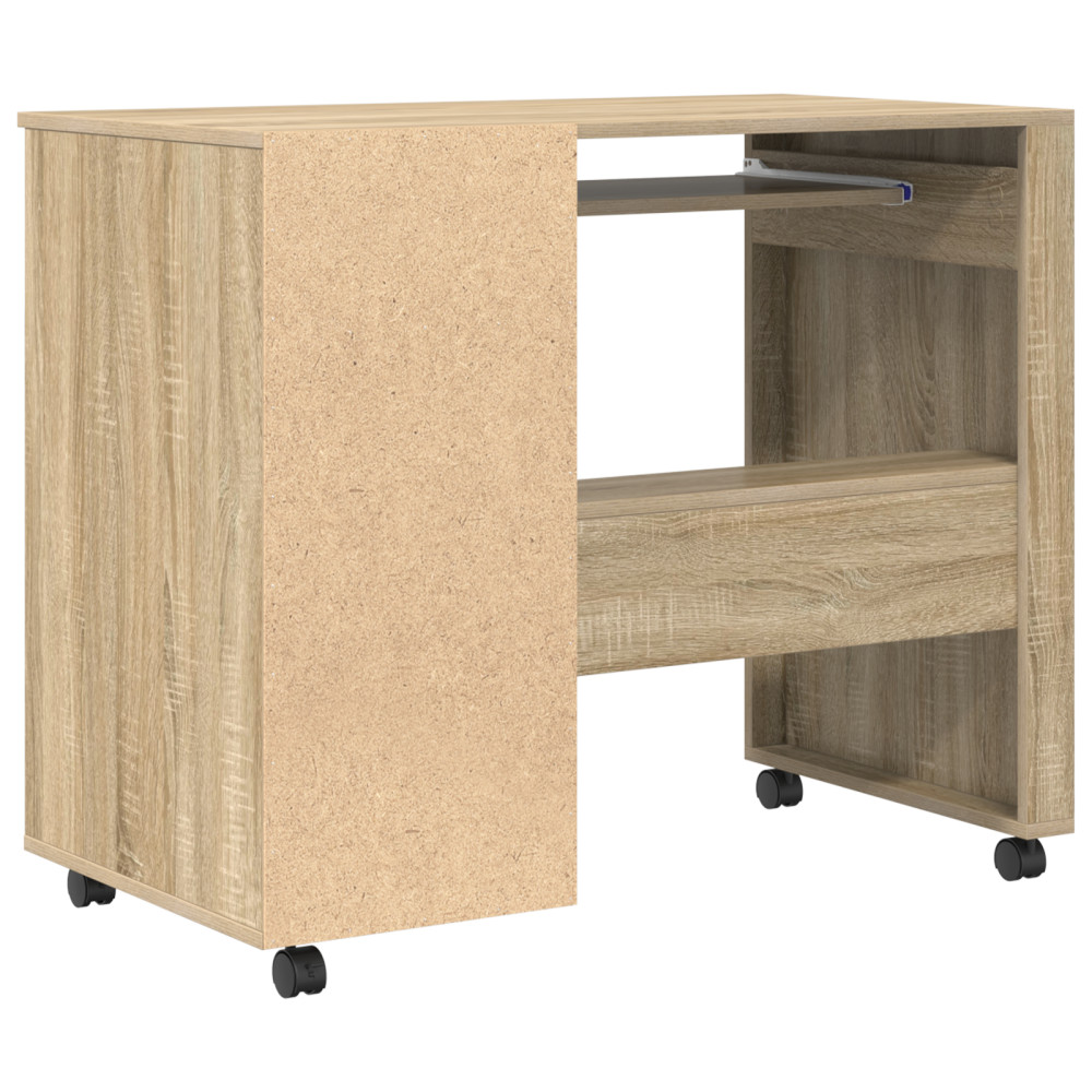 Produktbild för Skrivbord med Hjul Sonoma-ek 91 x 50 x 77 cm Konstruerat trä