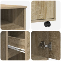 Produktbild för Skrivbord med Hjul Sonoma-ek 91 x 50 x 77 cm Konstruerat trä