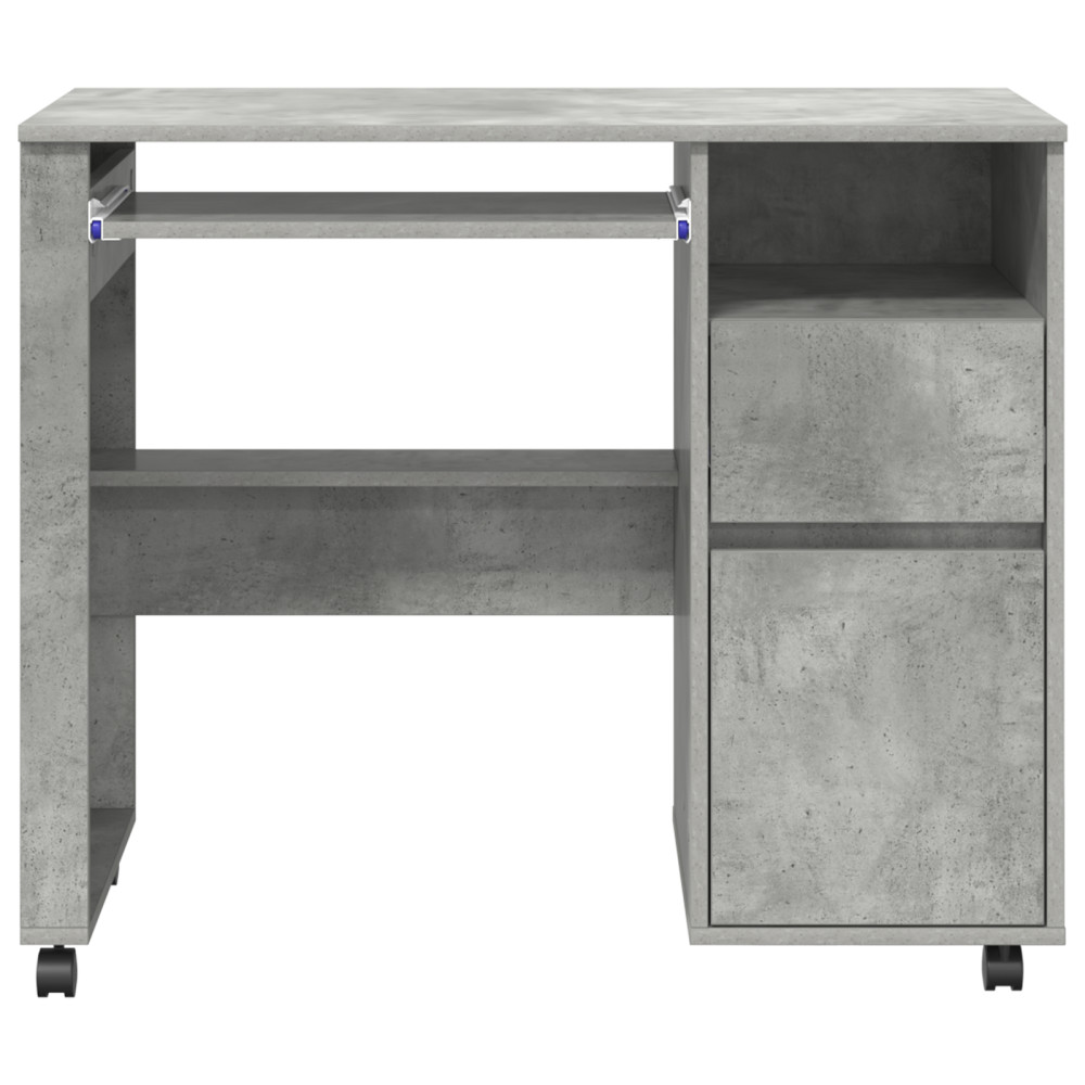 Produktbild för Skrivbord med Hjul Betonggrå 91 x 50 x 77 cm Konstruerat trä
