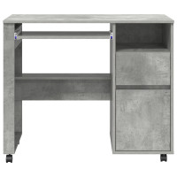 Produktbild för Skrivbord med Hjul Betonggrå 91 x 50 x 77 cm Konstruerat trä
