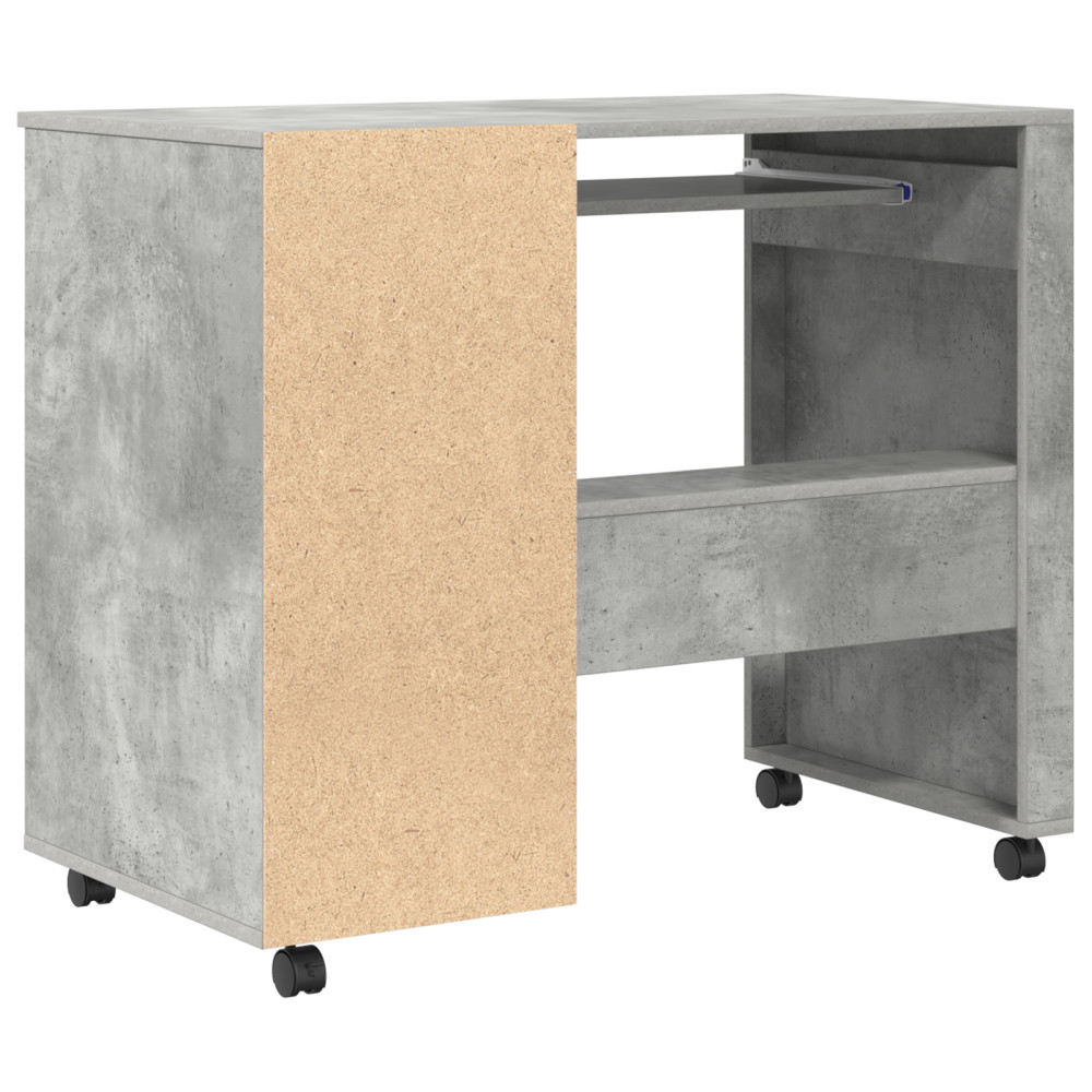 Produktbild för Skrivbord med Hjul Betonggrå 91 x 50 x 77 cm Konstruerat trä