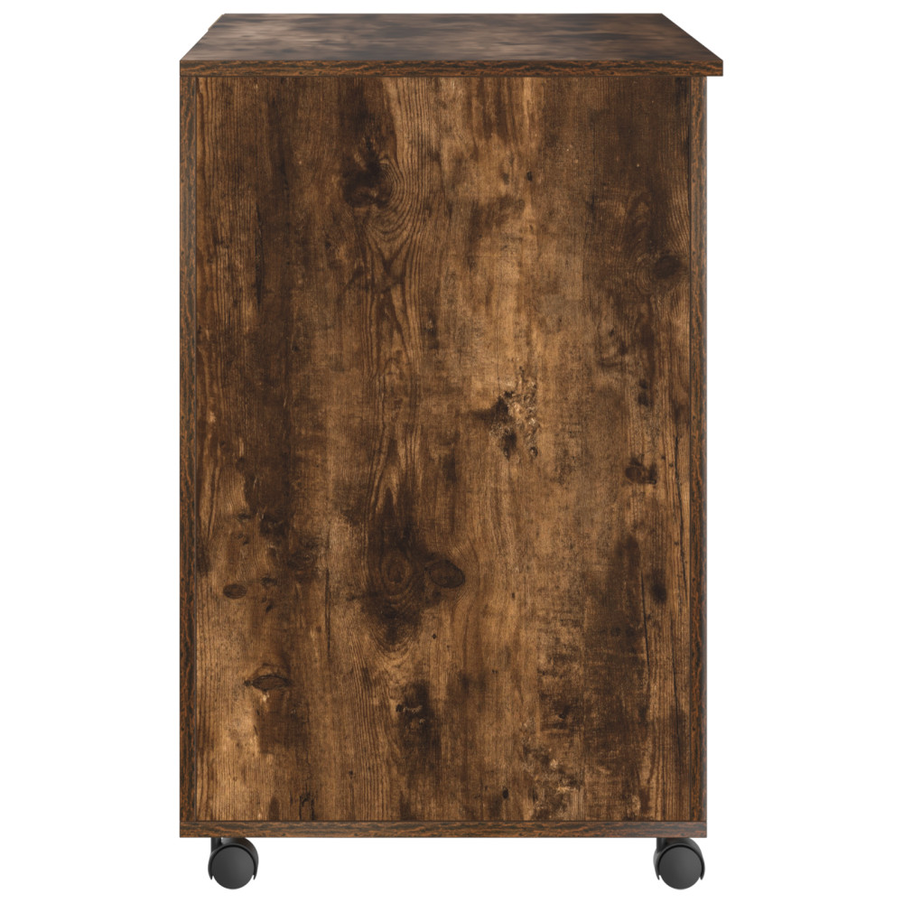 Produktbild för Skrivbord med Hjul Rökt ek 91 x 50 x 77 cm Konstruerat trä