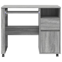 Produktbild för Skrivbord med Hjul Grå Sonoma 91 x 50 x 77 cm Konstruerat trä