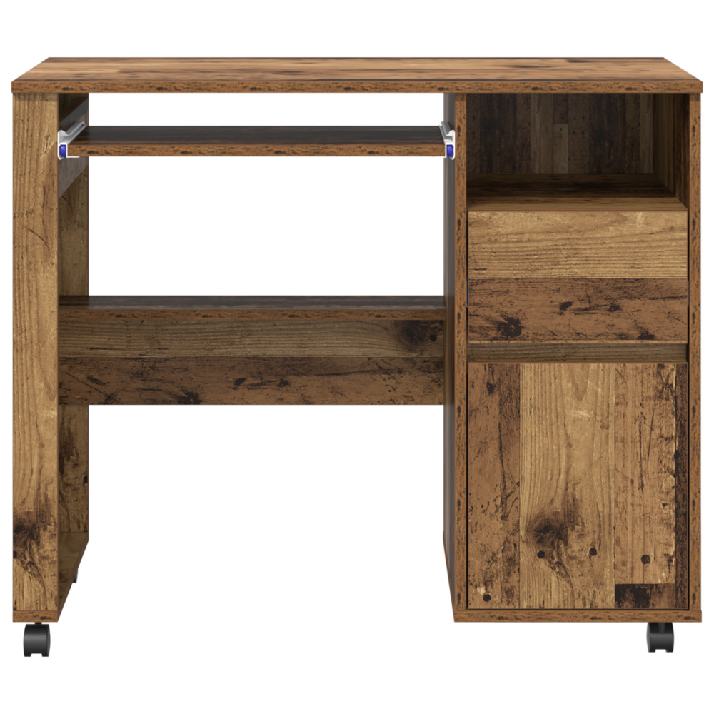 Produktbild för Skrivbord med Hjul Gammalt trä 91 x 50 x 77 cm Konstruerat trä