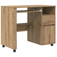 Produktbild för Skrivbord med Hjul Artisan Ek 91 x 50 x 77 cm Konstruerat trä