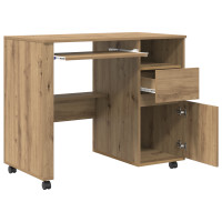 Produktbild för Skrivbord med Hjul Artisan Ek 91 x 50 x 77 cm Konstruerat trä
