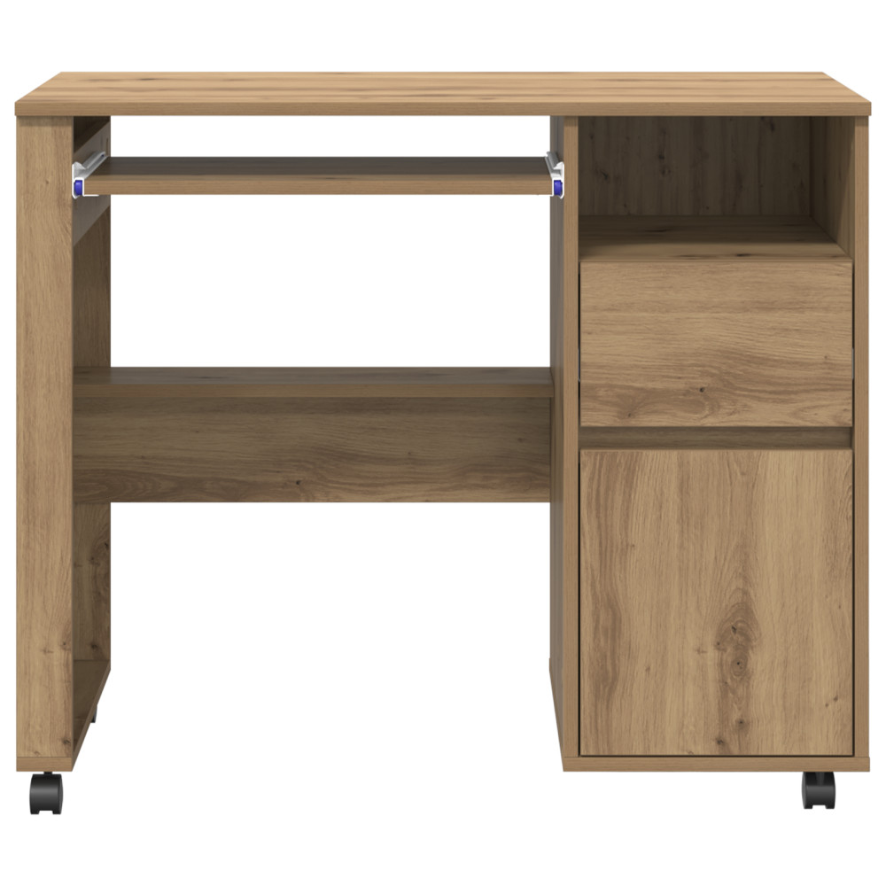 Produktbild för Skrivbord med Hjul Artisan Ek 91 x 50 x 77 cm Konstruerat trä