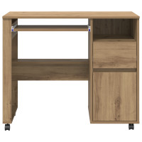 Produktbild för Skrivbord med Hjul Artisan Ek 91 x 50 x 77 cm Konstruerat trä