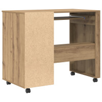 Produktbild för Skrivbord med Hjul Artisan Ek 91 x 50 x 77 cm Konstruerat trä