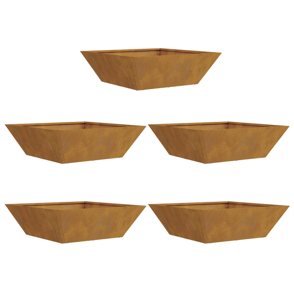 Produktbild för Trädgårdsplanterare 5 pcs Rostig 50 x 50 x 15 cm