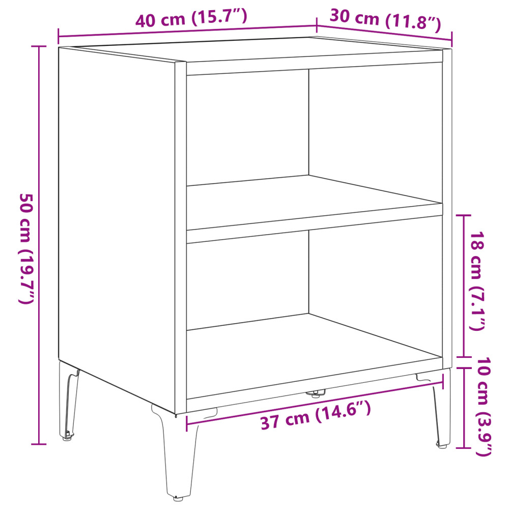 Produktbild för Nattduksbord Svart Ek 40 x 30 x 50 cm Konstruerat trä