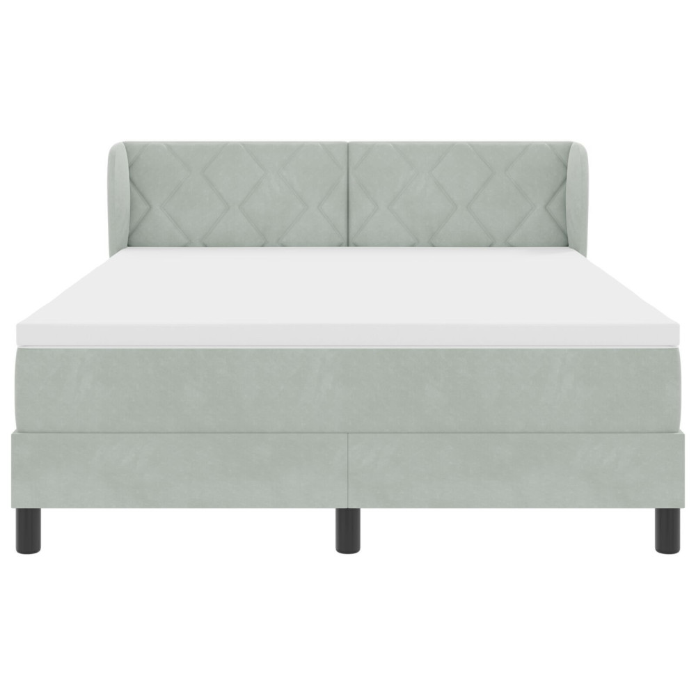Produktbild för Bäddfjäder med huvudgavel Ljusgrå 140 x 190 cm Sammet