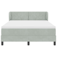 Produktbild för Bäddfjäder med huvudgavel Ljusgrå 140 x 190 cm Sammet