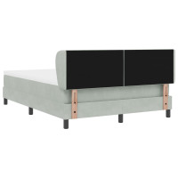 Produktbild för Bäddfjäder med huvudgavel Ljusgrå 140 x 190 cm Sammet