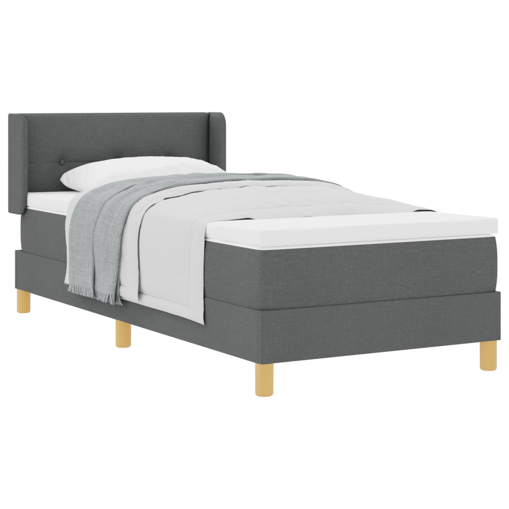 Produktbild för Bäddfjäder med huvudgavel Mörkgrå 200 x 80 cm tyg