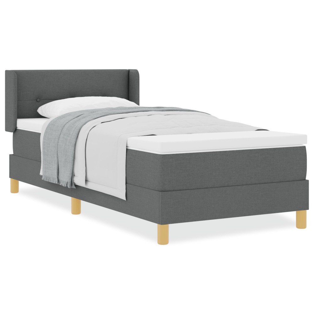 Produktbild för Bäddfjäder med huvudgavel Mörkgrå 200 x 80 cm tyg