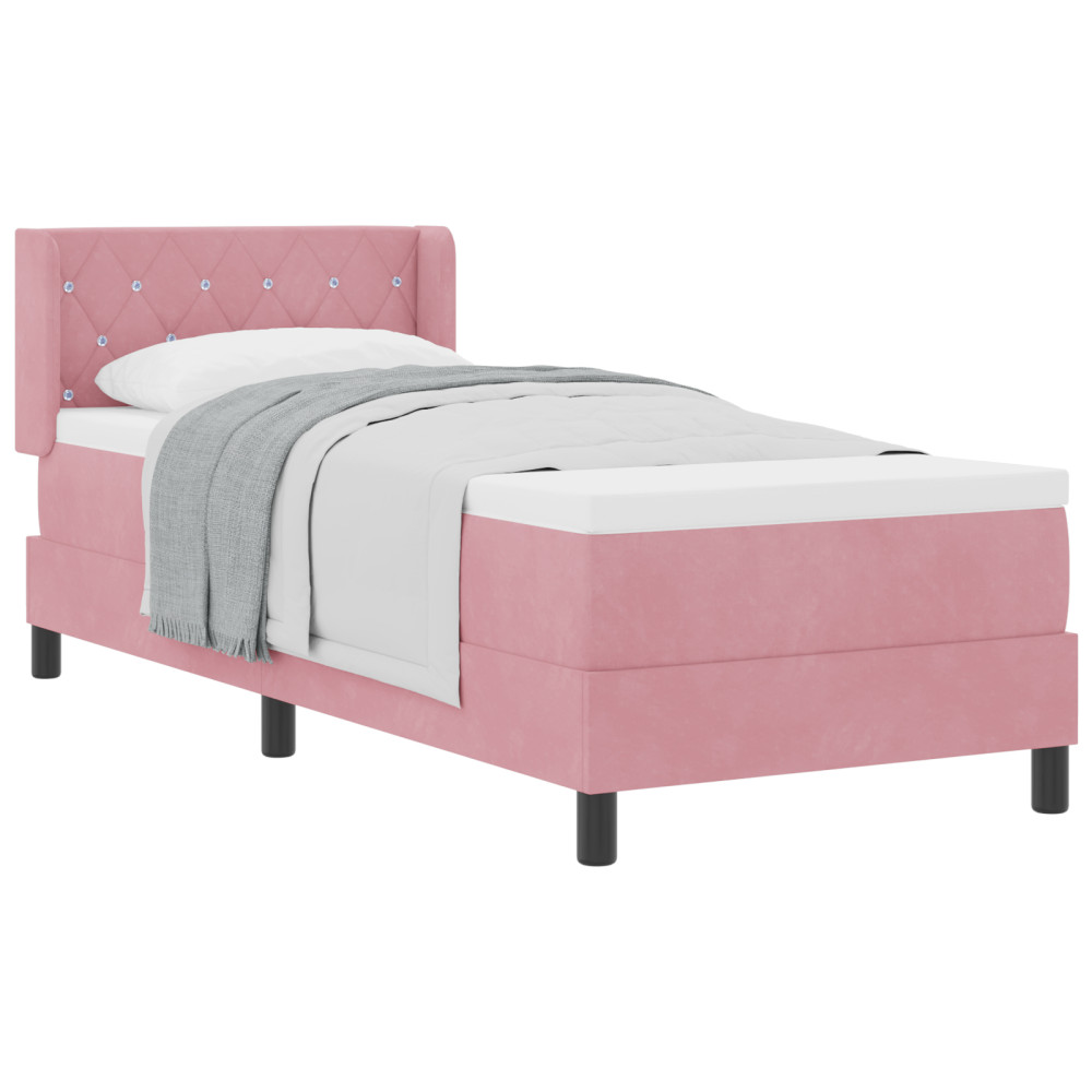 Produktbild för Bäddfjäder med huvudgavel Rosa 200 x 80 cm Sammet