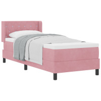 Produktbild för Bäddfjäder med huvudgavel Rosa 200 x 80 cm Sammet