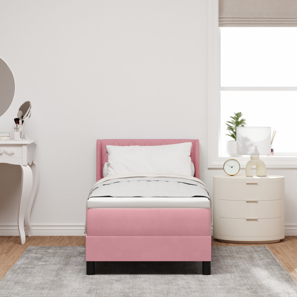Produktbild för Bäddfjäder med huvudgavel Rosa 200 x 80 cm Sammet