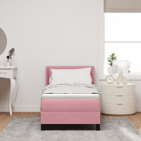 Produktbild för Bäddfjäder med huvudgavel Rosa 200 x 80 cm Sammet