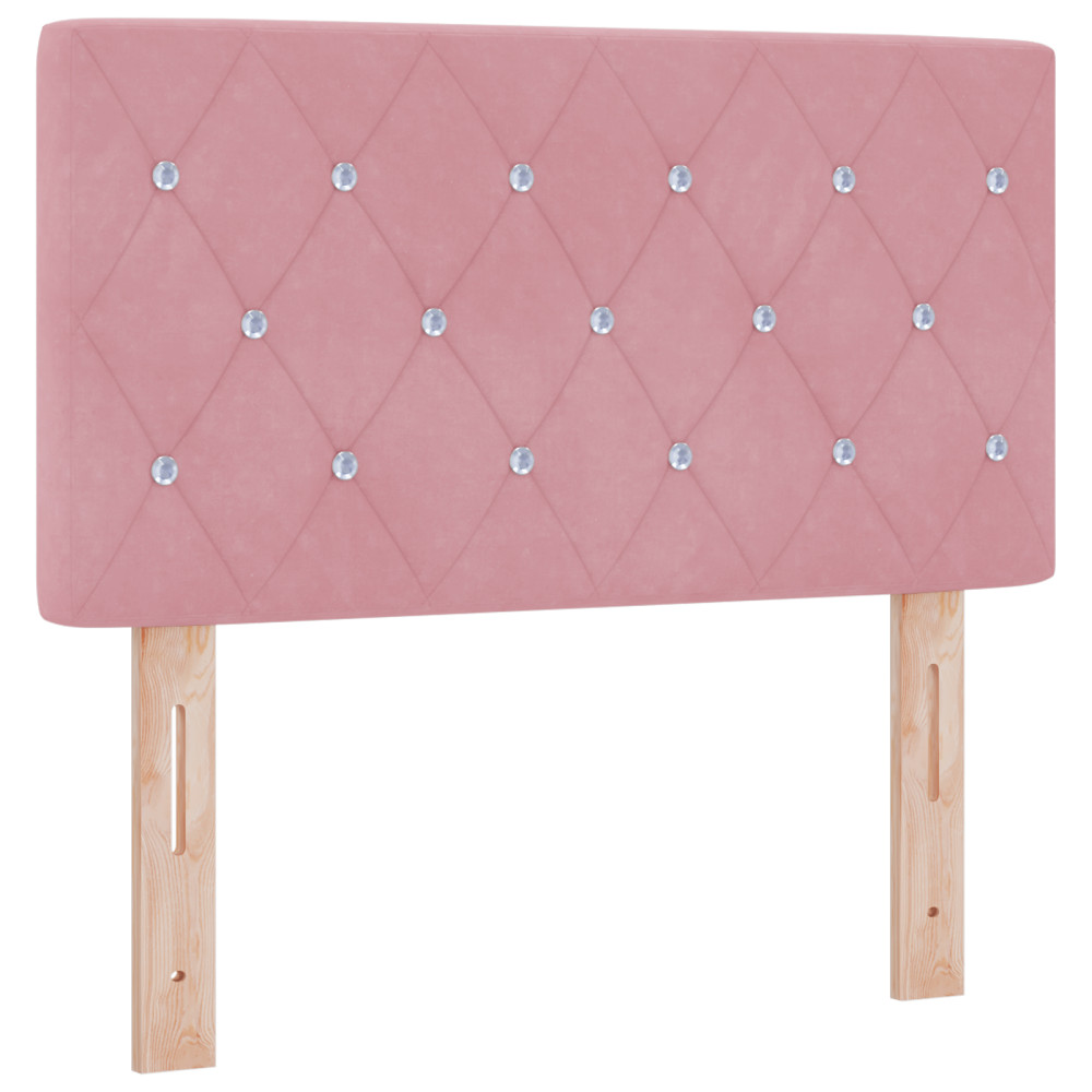 Produktbild för Bäddfjäder med huvudgavel Rosa 200 x 80 cm Sammet