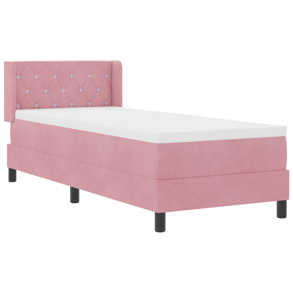 Produktbild för Bäddfjäder med huvudgavel Rosa 200 x 80 cm Sammet