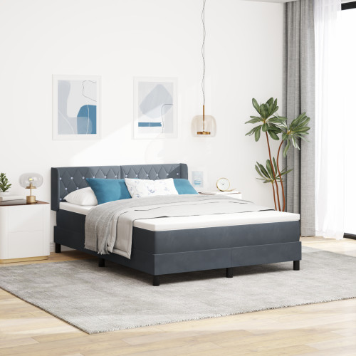 vidaXL Bäddfjäder med huvudgavel Mörkgrå 200 x 160 cm Sammet