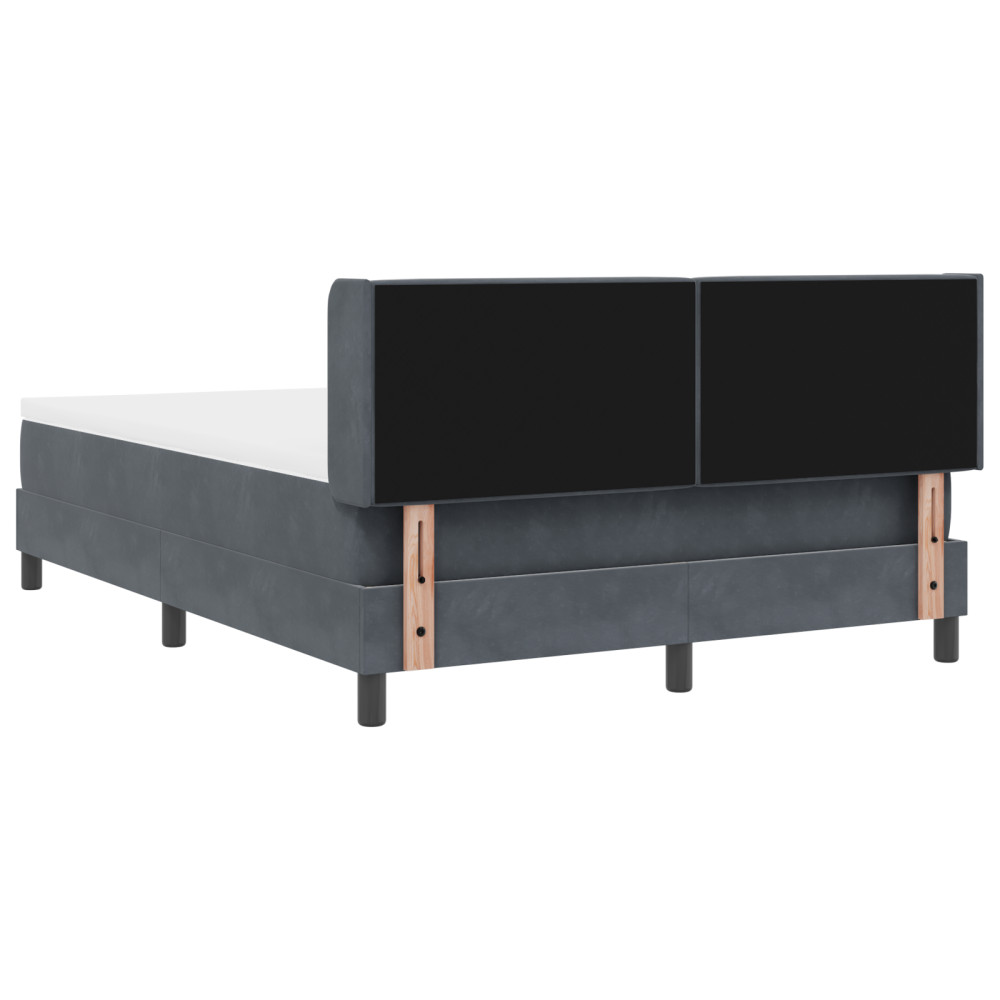 Produktbild för Bäddfjäder med huvudgavel Mörkgrå 200 x 160 cm Sammet