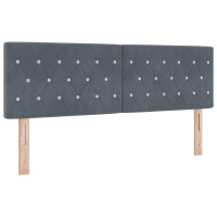 Produktbild för Bäddfjäder med huvudgavel Mörkgrå 200 x 160 cm Sammet