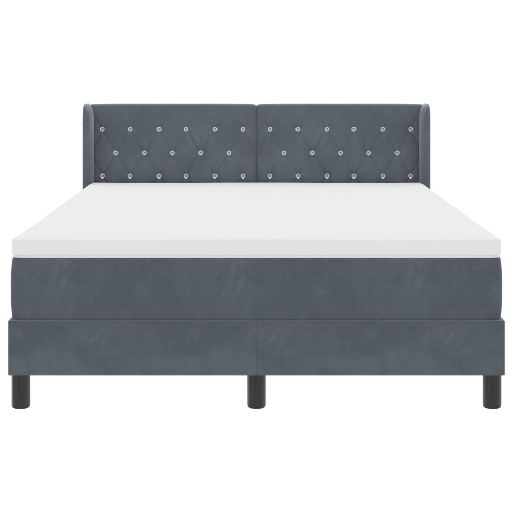 Produktbild för Bäddfjäder med huvudgavel Mörkgrå 200 x 160 cm Sammet