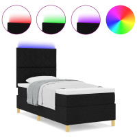 Produktbild för LED Box Säng med huvudgavel Svart 100 x 200 cm tyg