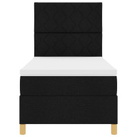 Produktbild för LED Box Säng med huvudgavel Svart 100 x 200 cm tyg