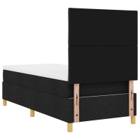 Produktbild för LED Box Säng med huvudgavel Svart 100 x 200 cm tyg
