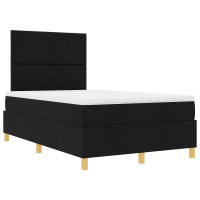 Produktbild för LED Box Säng med huvudgavel Svart 120 x 190 cm tyg