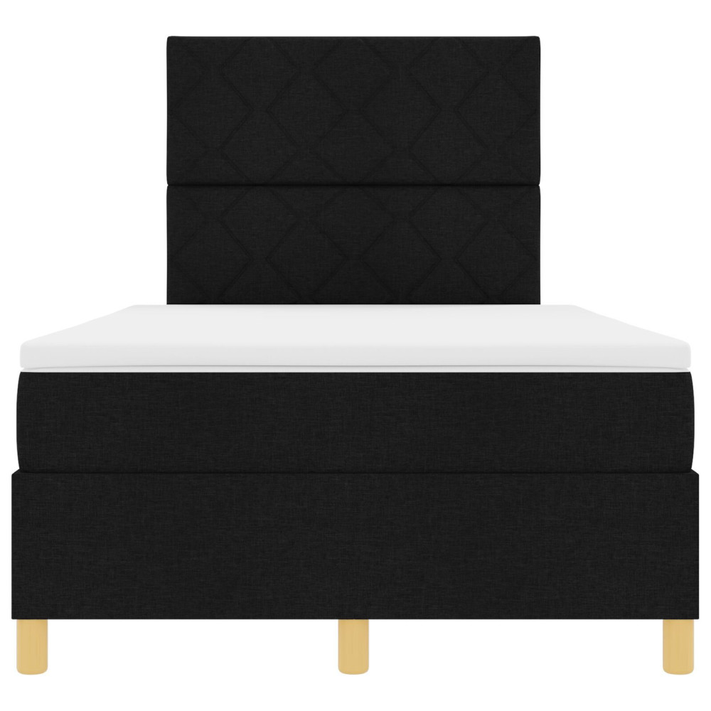 Produktbild för LED Box Säng med huvudgavel Svart 120 x 200 cm tyg
