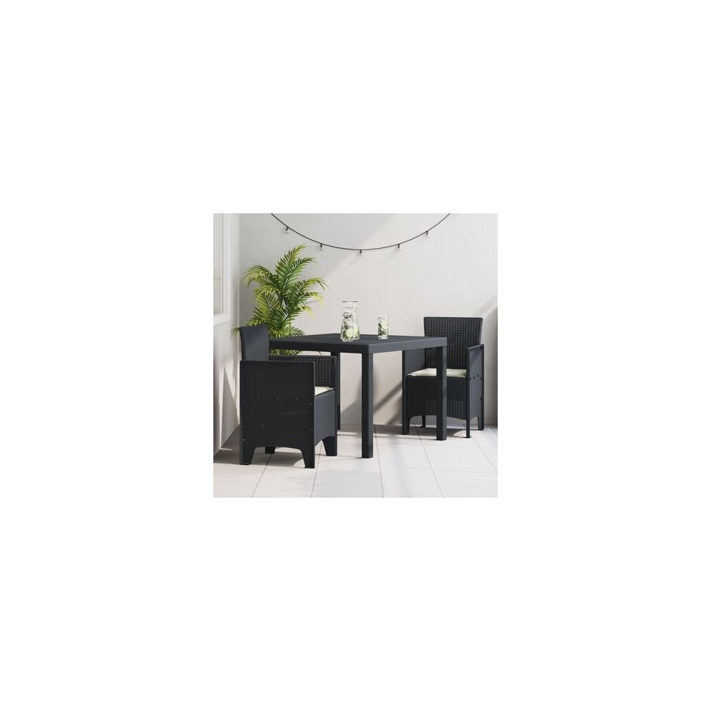 Produktbild för Trädgårdsmöbelset 3 pcs Antracit Polypropylen