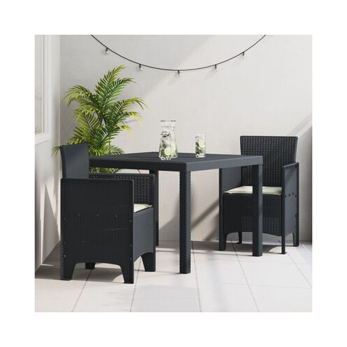 vidaXL Trädgårdsmöbelset 3 pcs Antracit Polypropylen