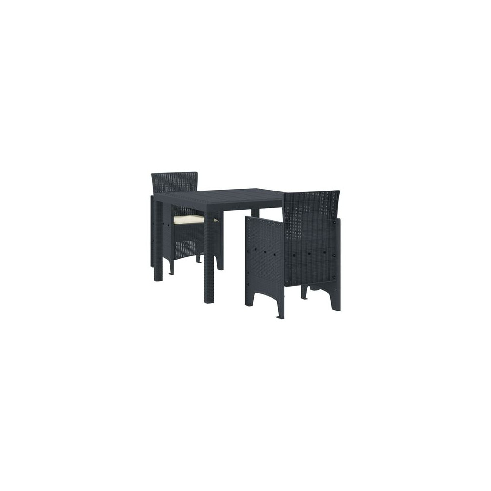 Produktbild för Trädgårdsmöbelset 3 pcs Antracit Polypropylen