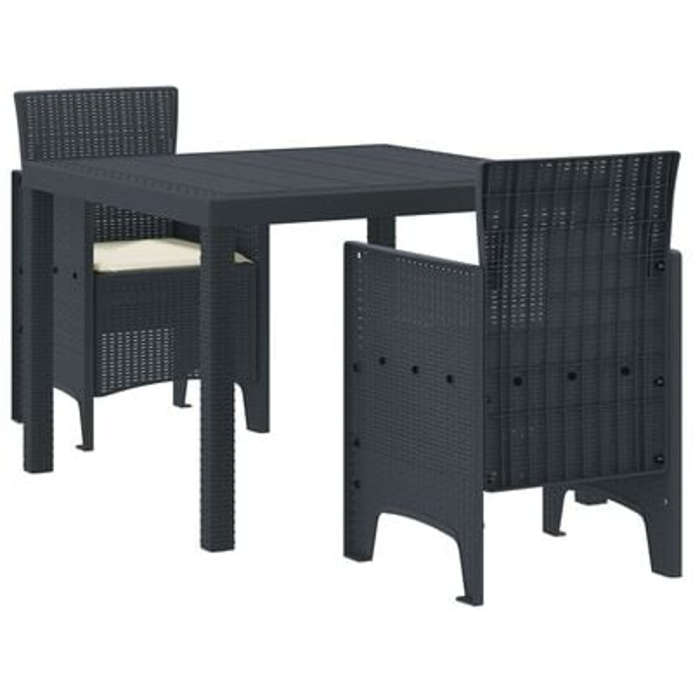 Produktbild för Trädgårdsmöbelset 3 pcs Antracit Polypropylen