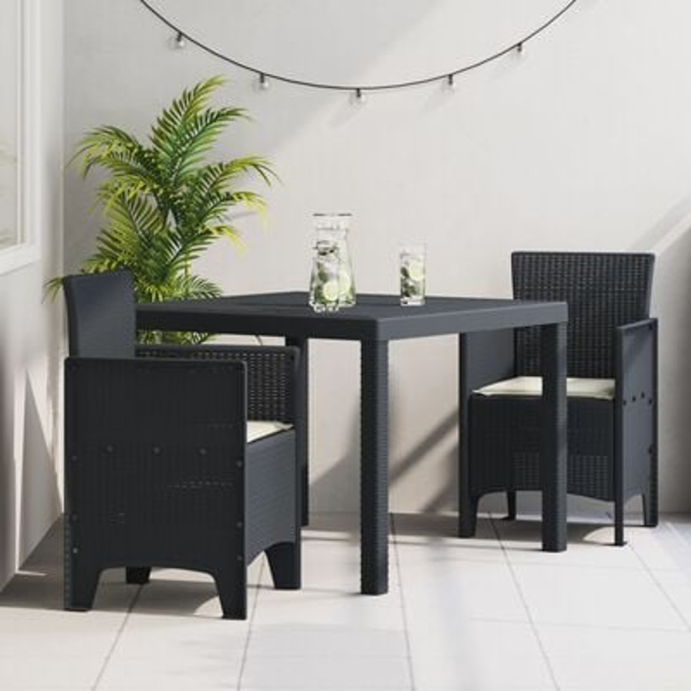 Produktbild för Trädgårdsmöbelset 3 pcs Antracit Polypropylen