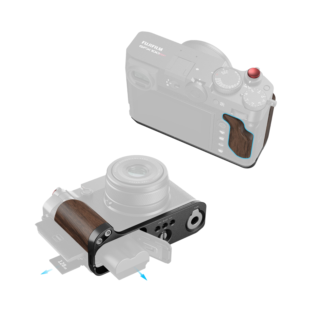 Produktbild för SmallRig 5266 L-Shape Mount Plate with Wooden Handle for FUJIFILM GFX100RF Black