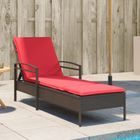 Produktbild för | Solstol | Reclining med kudde Brun 63 x 200 x 81 cm konstrotting