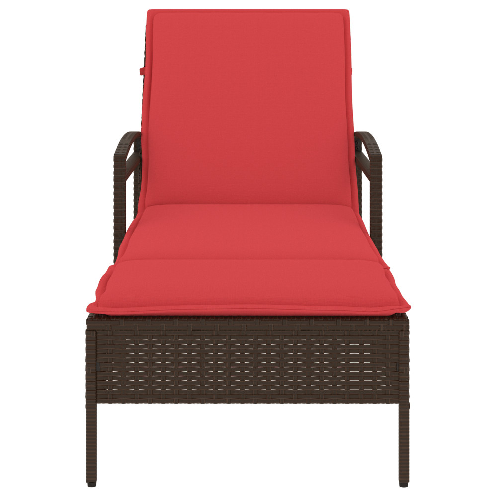 Produktbild för | Solstol | Reclining med kudde Brun 63 x 200 x 81 cm konstrotting