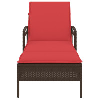 Produktbild för | Solstol | Reclining med kudde Brun 63 x 200 x 81 cm konstrotting