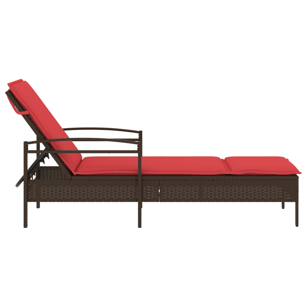 Produktbild för | Solstol | Reclining med kudde Brun 63 x 200 x 81 cm konstrotting