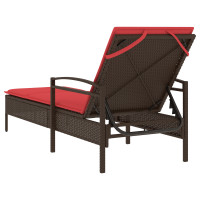 Produktbild för | Solstol | Reclining med kudde Brun 63 x 200 x 81 cm konstrotting