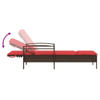 Produktbild för | Solstol | Reclining med kudde Brun 63 x 200 x 81 cm konstrotting
